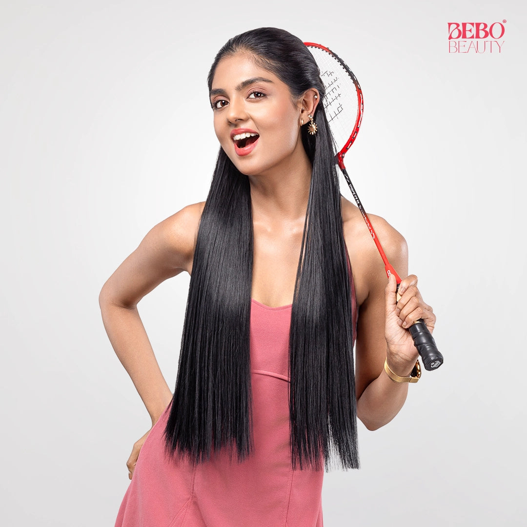 Clip-In Straight Hair Extension | Korean Fiber | Black | Smooth Length