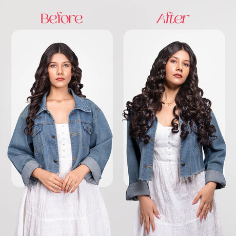 5 Clip Curls Hair Extension | Japanese Fiber | Brown | Natural Hair Finish