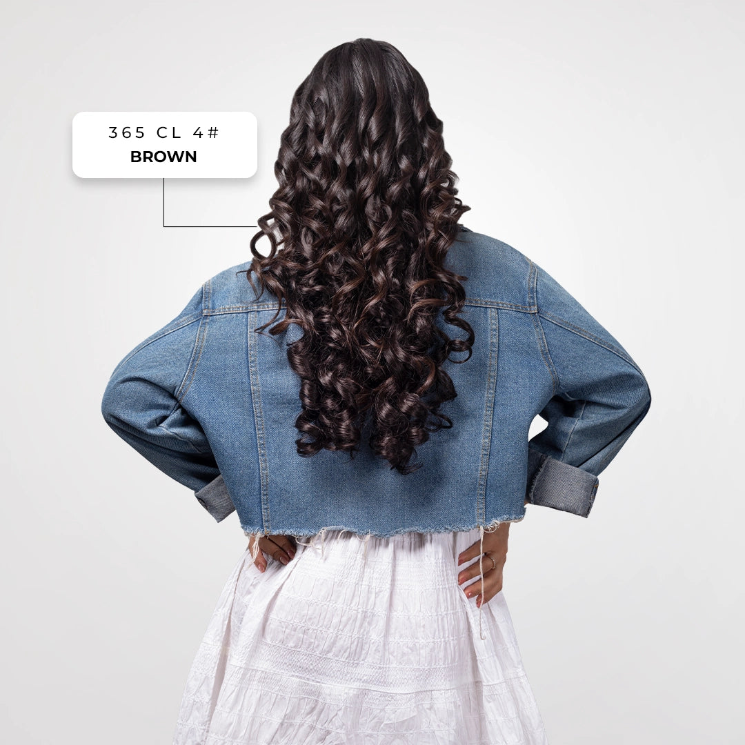 5 Clip Curls Hair Extension | Japanese Fiber | Brown | Natural Hair Finish