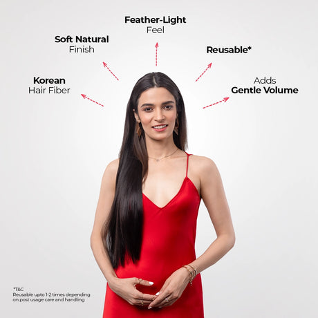 Clip-In Straight Hair Extension | Korean Fiber | Brown | Smooth Fullness