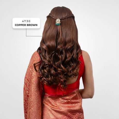 Clip-In Curls Hair Extension | Korean Fiber | Copper Brown | Effortless Volume