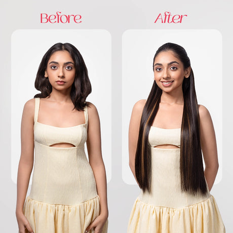 Clip-In Straight Hair Extension | Korean Fiber | Golden Brunette | Natural Volume