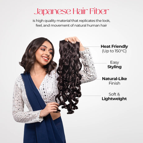 5 Clip Curls Hair Extension | Japanese Fiber | Mocha Brown | True Hair Finish