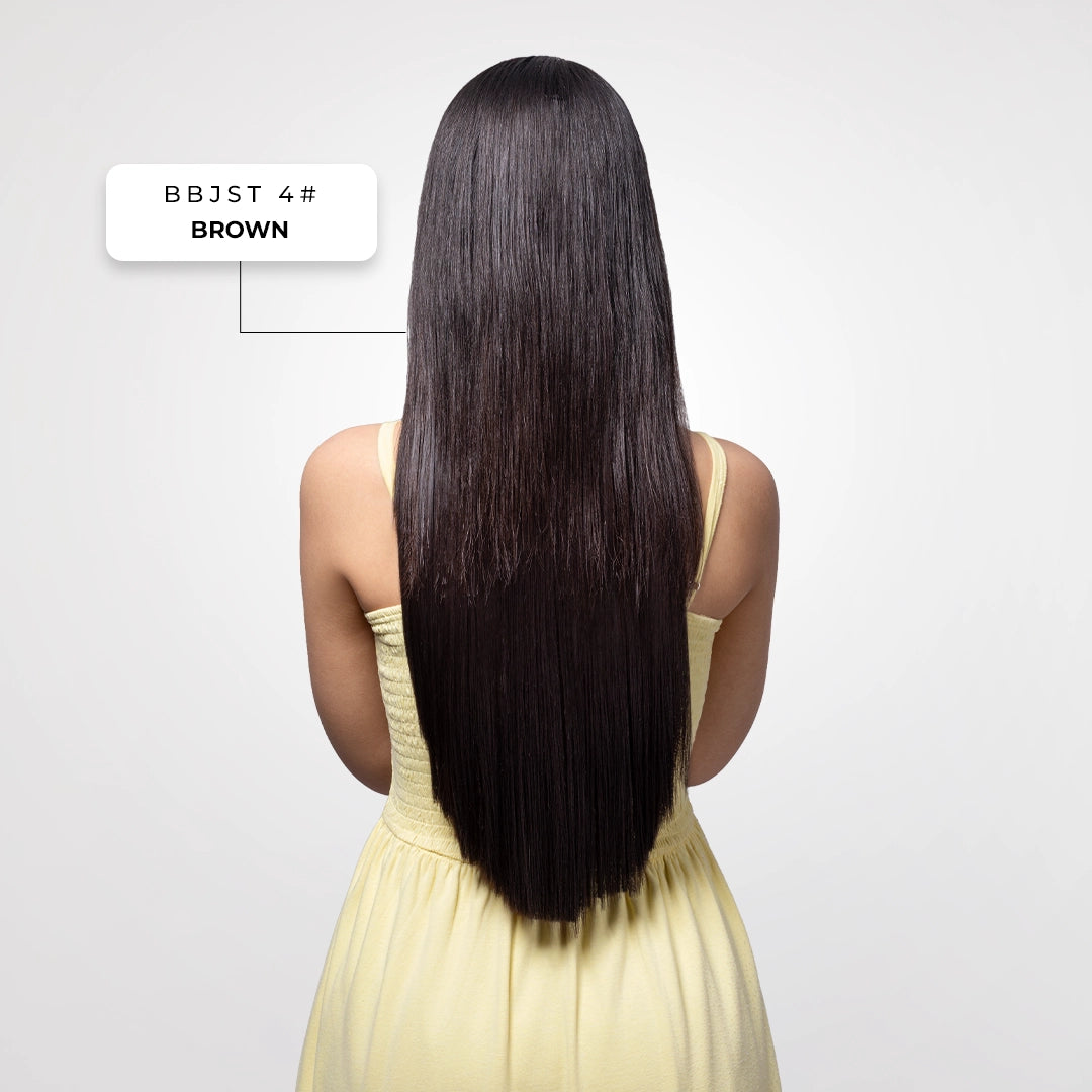 5 Clip Straight Hair Extension | Japanese Fiber | Brown | Natural Flow Finish