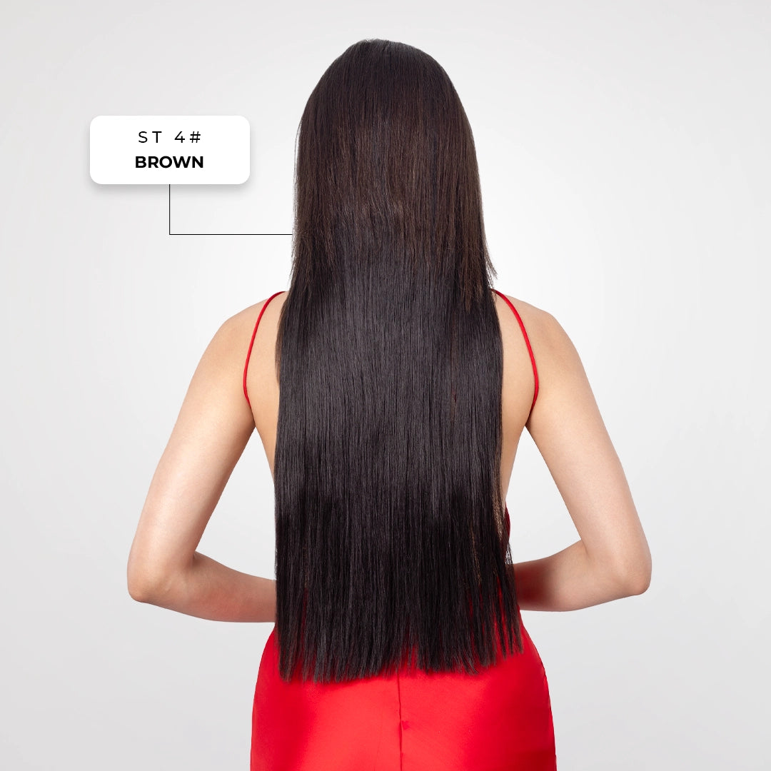 Clip-In Straight Hair Extension | Korean Fiber | Brown | Smooth Fullness