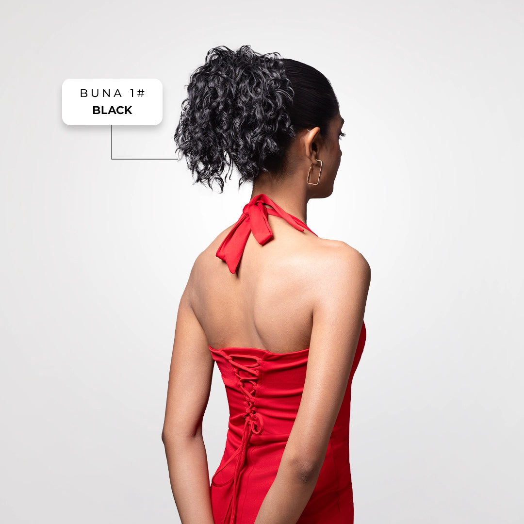 Crimped Bun | Japanese Fiber | Black | Voluminous Bun