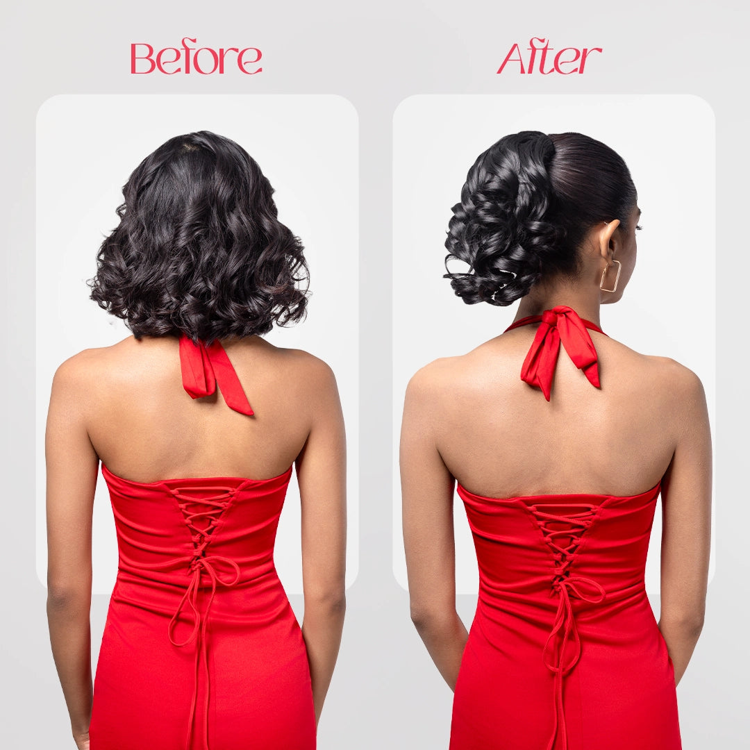Loose Curl Bun Extension | Japanese Fiber | Black | Easy Fullness