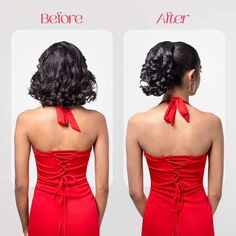 Loose Curl Bun Extension | Japanese Fiber | Black | Easy Fullness