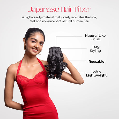 Loose Curl Bun Extension | Japanese Fiber | Black | Easy Fullness