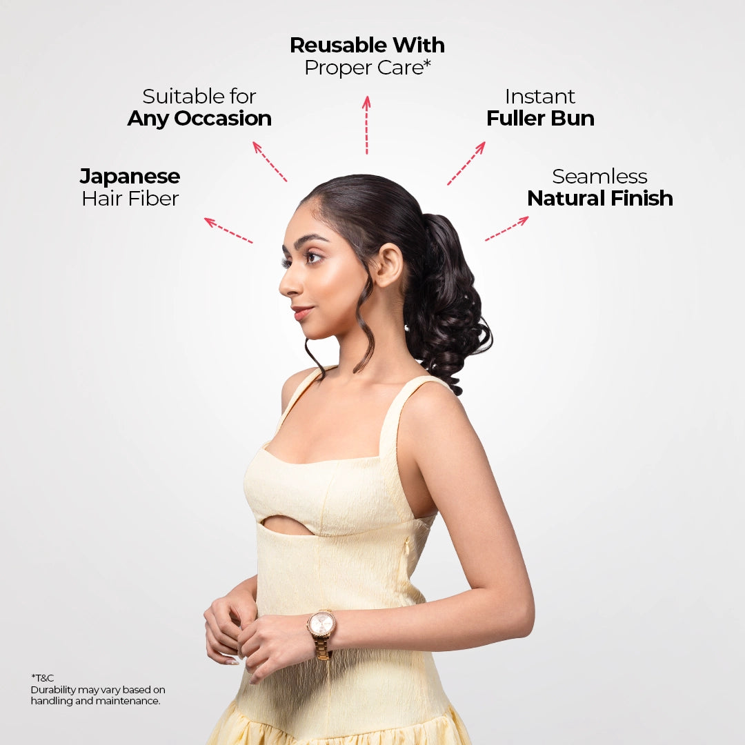 Loose Curl Bun Extension | Japanese Fiber | Brown | Easy Fullness