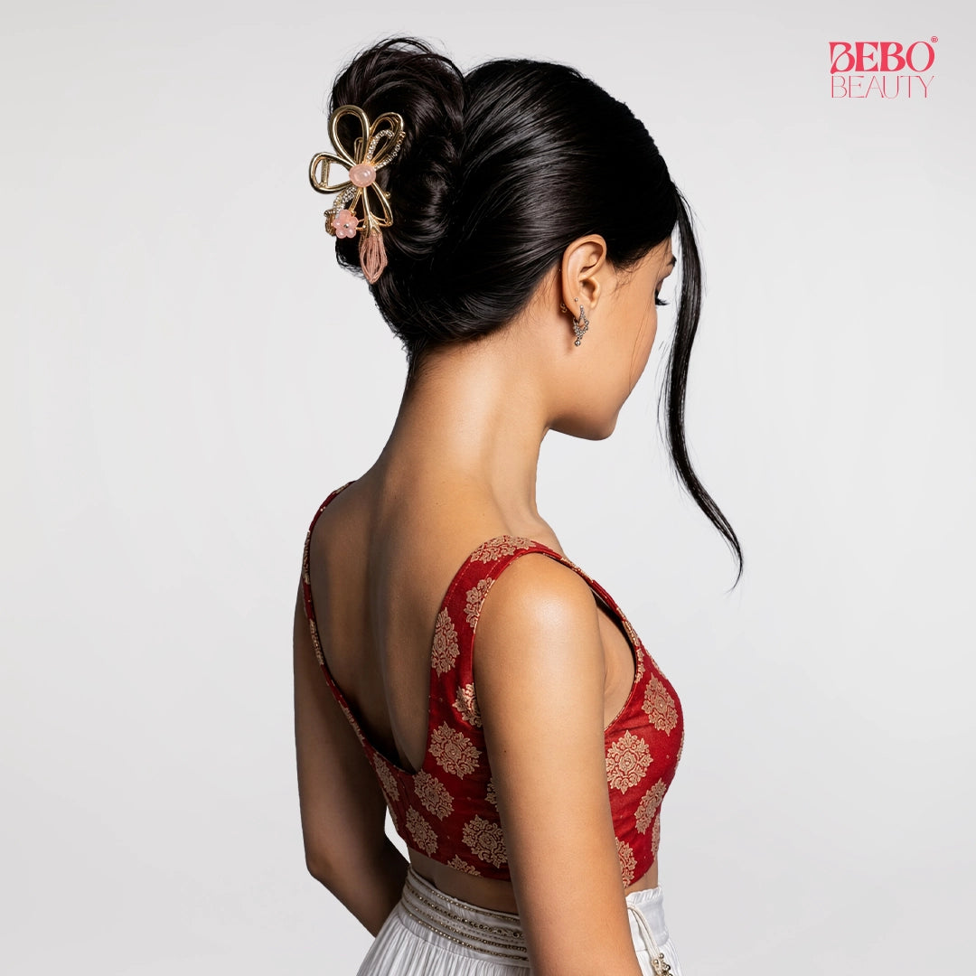 Gilded Petal Clutcher | Asymmetrical Design | Rhinestone Detail
