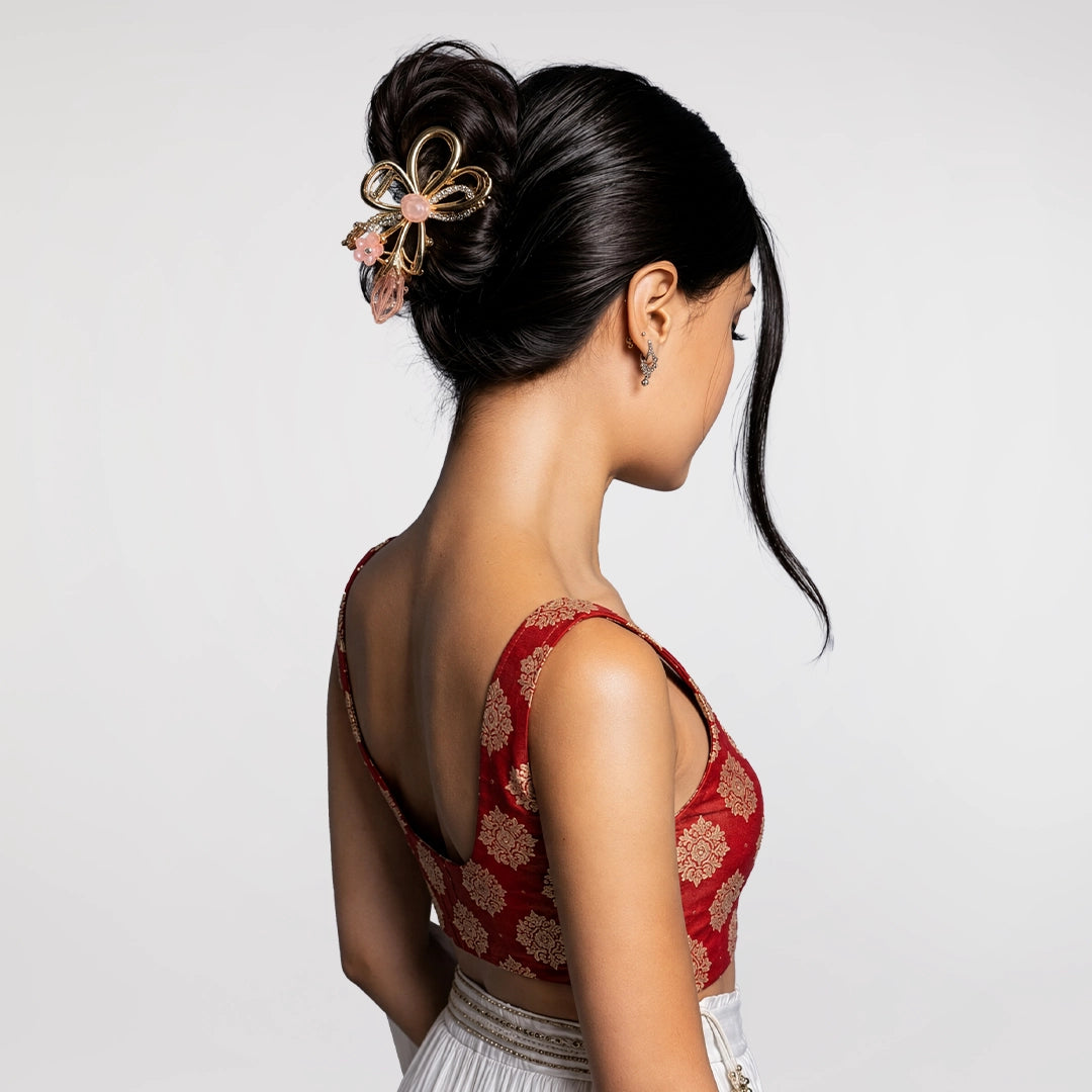 Gilded Petal Clutcher | Asymmetrical Design | Rhinestone Detail