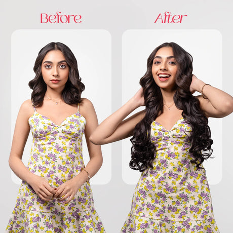 Clip-In Curls Hair Extension | Korean Fiber | Natural Brown | Length Boost
