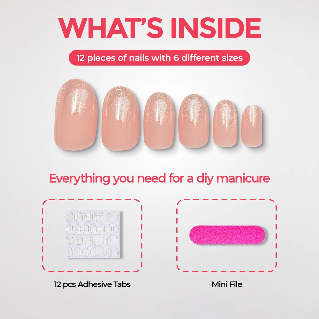 Press-On Nail Extensions | Satin Blush | Cat Eye Finish