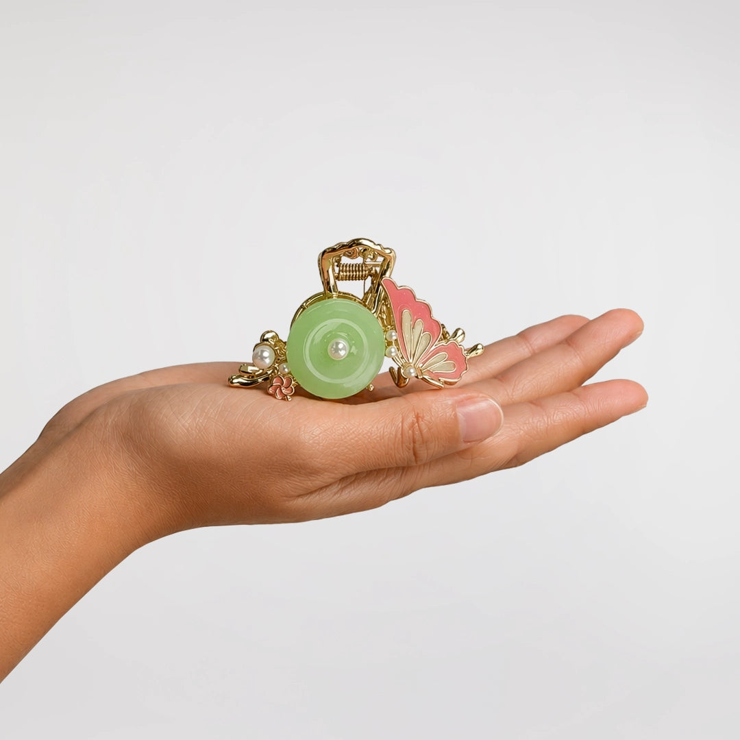 Serene Bloom Clutcher | Pearl & Butterfly Detail | Metal Finish