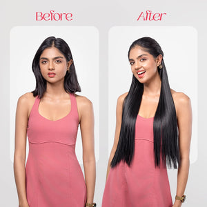 Clip-In Straight Hair Extension | Korean Fiber | Black | Smooth Length