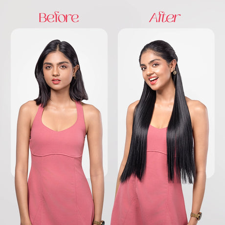Clip-In Straight Hair Extension | Korean Fiber | Black | Smooth Length