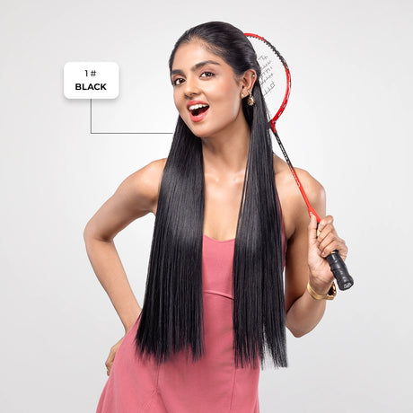 Clip-In Straight Hair Extension | Korean Fiber | Black | Smooth Length