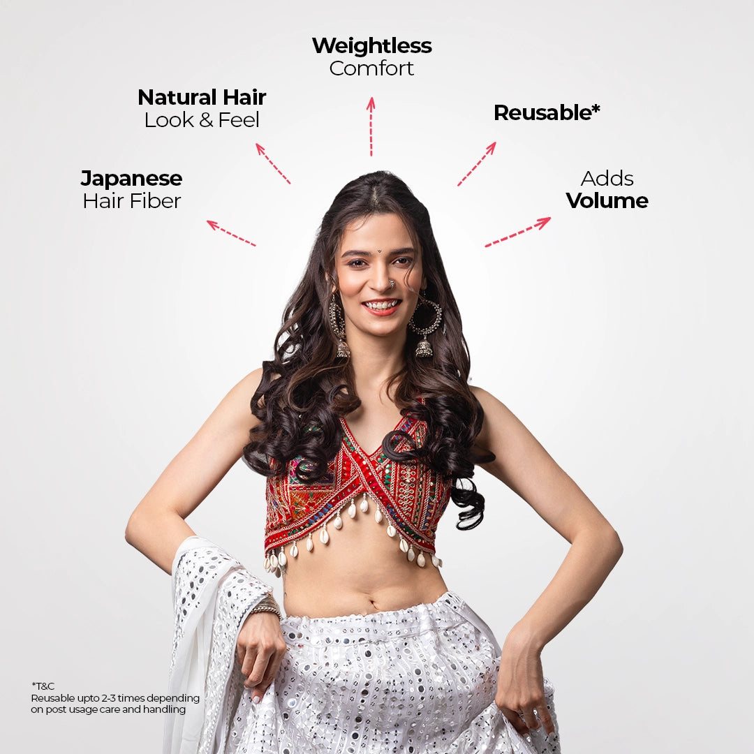 5 Clip Curls Hair Extension | Japanese Fiber | Burgundy Brown | Natural-Looking Finish