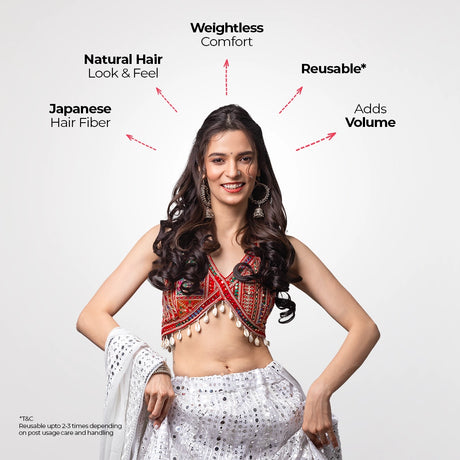 5 Clip Curls Hair Extension | Japanese Fiber | Burgundy Brown | Natural-Looking Finish