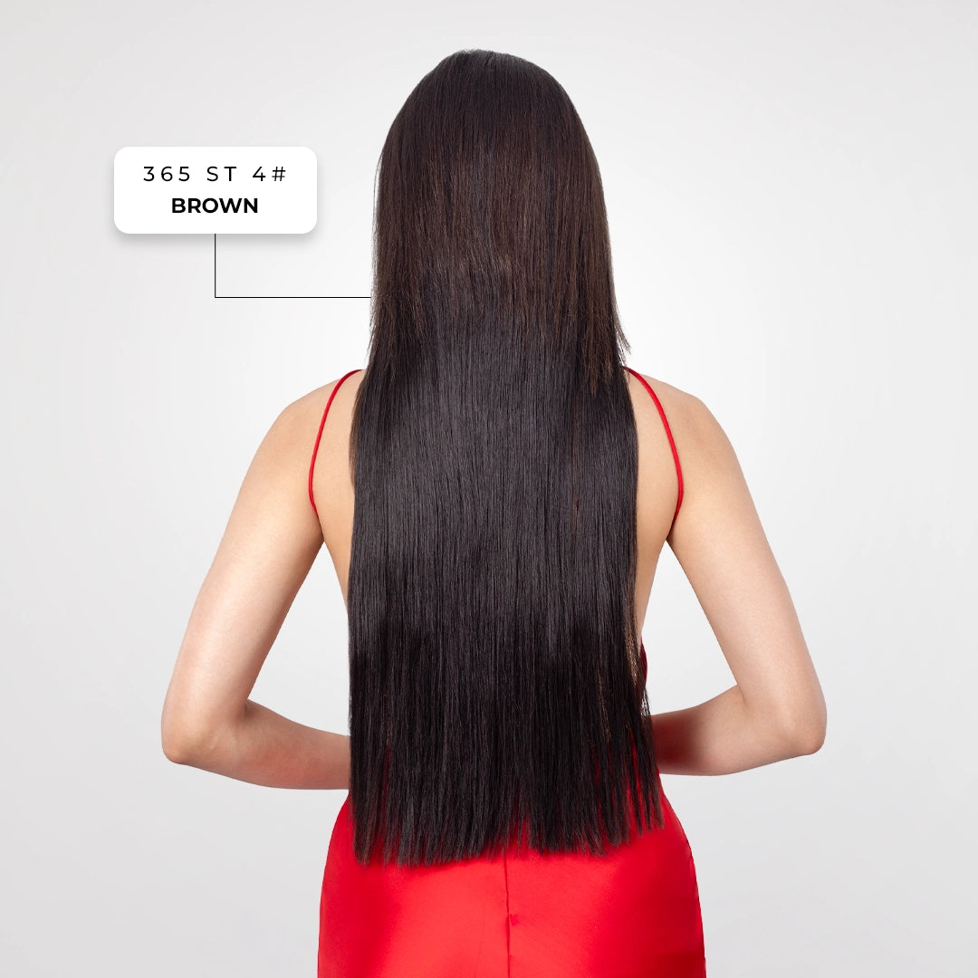Clip-In Straight Hair Extension | Korean Fiber | Brown | Smooth Fullness