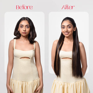 Clip-In Straight Hair Extension | Korean Fiber | Golden Brunette | Natural Volume