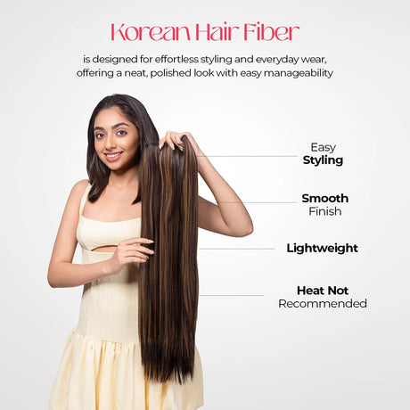 Clip-In Straight Hair Extension | Korean Fiber | Golden Brunette | Natural Volume