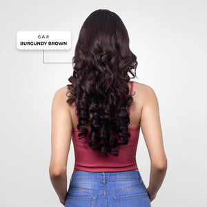 Clip-In Curls Hair Extension | Korean Fiber | Burgundy Brown | Volume Boost