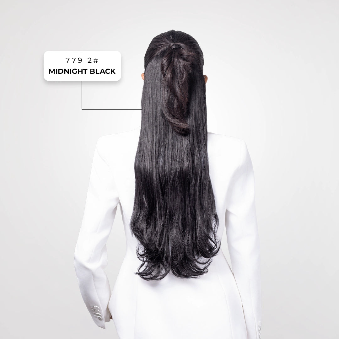 5 Clip Wavy Hair Extension | Japanese Fiber | Midnight Black | Soft Seamless Finish