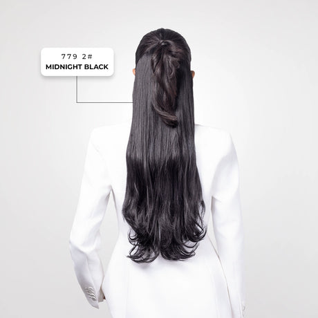 5 Clip Wavy Hair Extension | Japanese Fiber | Midnight Black | Soft Seamless Finish