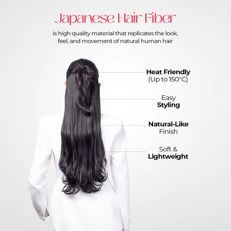 5 Clip Wavy Hair Extension | Japanese Fiber | Midnight Black | Soft Seamless Finish