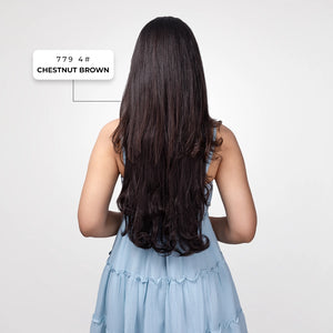 5 Clip Wavy Hair Extension | Japanese Fiber | Chestnut Brown | Soft Natural Finish