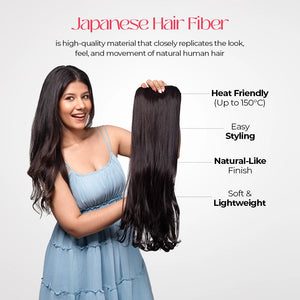 5 Clip Wavy Hair Extension | Japanese Fiber | Chestnut Brown | Soft Natural Finish
