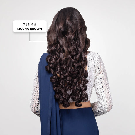 5 Clip Curls Hair Extension | Japanese Fiber | Mocha Brown | True Hair Finish