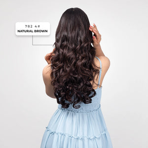 5 Clip Curls Hair Extension | Japanese Fiber | Natural Brown | Seamless Finish