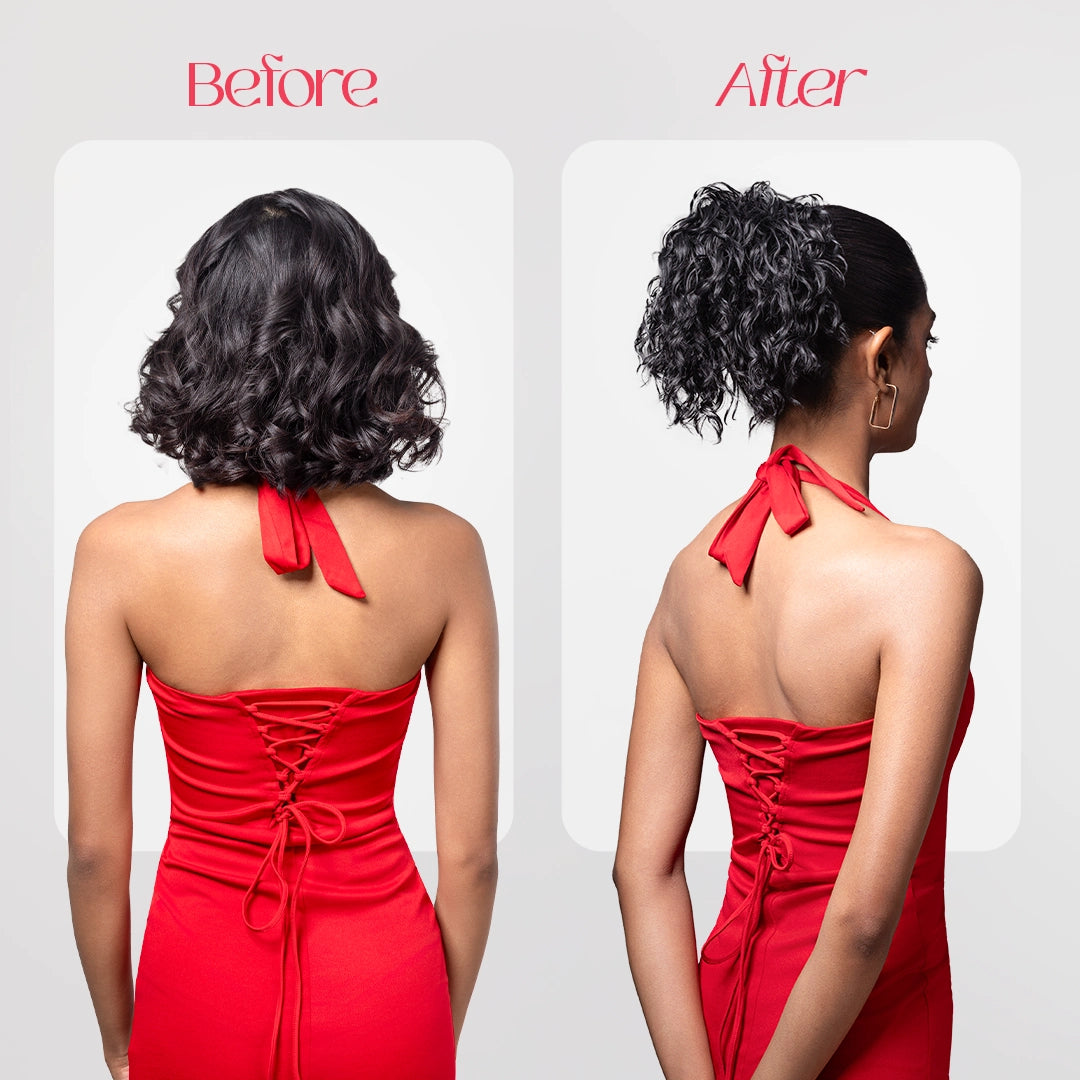 Crimped Bun | Japanese Fiber | Black | Voluminous Bun