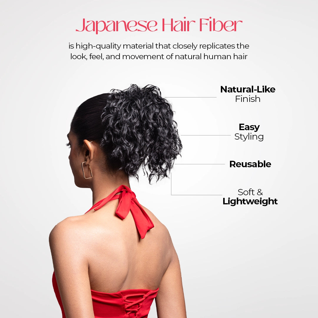 Crimped Bun | Japanese Fiber | Black | Voluminous Bun
