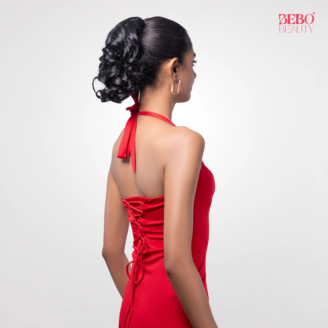 Loose Curl Bun Extension | Japanese Fiber | Black | Easy Fullness