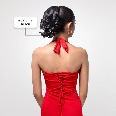 Loose Curl Bun Extension | Japanese Fiber | Black | Easy Fullness