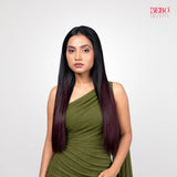 Clip-In Straight Hair Extension | Korean Fiber | Cherry Wine | Instant Length