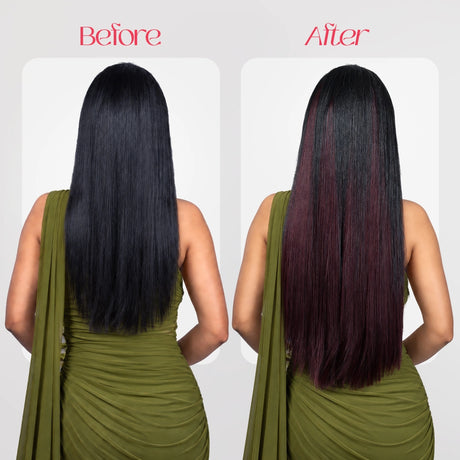 Clip-In Straight Hair Extension | Korean Fiber | Cherry Wine | Instant Length