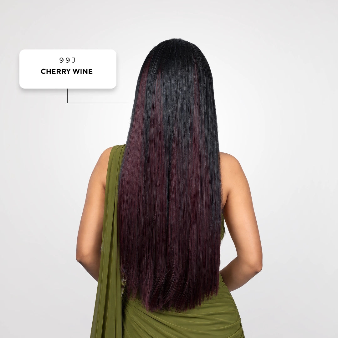 Clip-In Straight Hair Extension | Korean Fiber | Cherry Wine | Instant Length