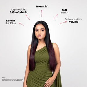 Clip-In Straight Hair Extension | Korean Fiber | Cherry Wine | Instant Length