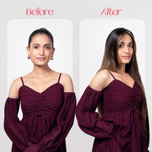 Front Line Clip-in Bangs | Japanese Fiber | Brown with Blonde Highlights | Natural Highlight Effect