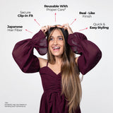 Front Line Clip-in Bangs | Japanese Fiber | Brown with Blonde Highlights | Natural Highlight Effect