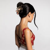 Gilded Petal Clutcher | Asymmetrical Design | Rhinestone Detail