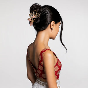 Gilded Petal Clutcher | Asymmetrical Design | Rhinestone Detail