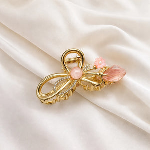 Gilded Petal Clutcher | Asymmetrical Design | Rhinestone Detail