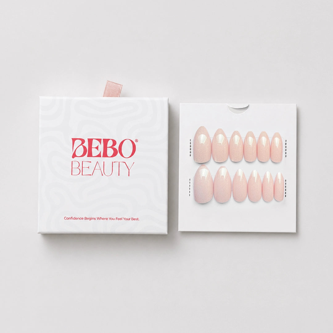 Premium Press-On Nails | Pixie Nude | Rose Gold Shimmer Finish