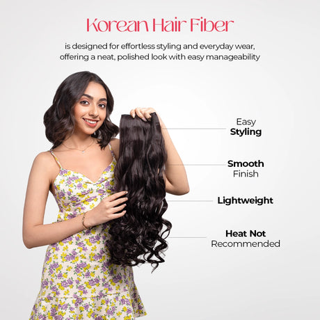 Clip-In Curls Hair Extension | Korean Fiber | Natural Brown | Length Boost